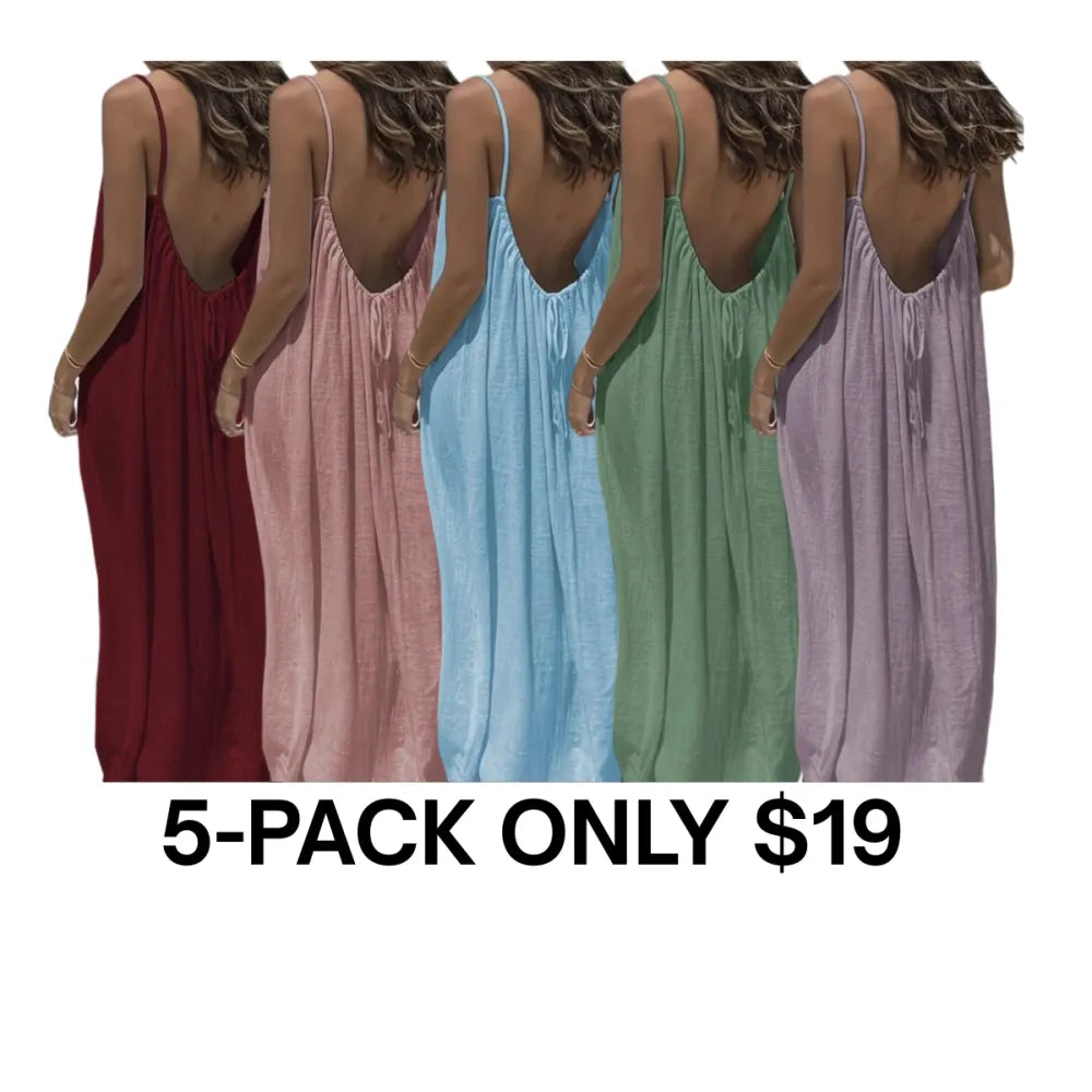 đ„Last Day 95% OFFđ„Women's Solid Color Cami Lounge Dress