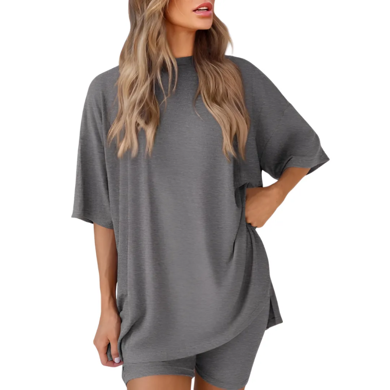 🔥Women's Two Piece Lounge Set Summer Casual Oversized Shirts Biker Shorts