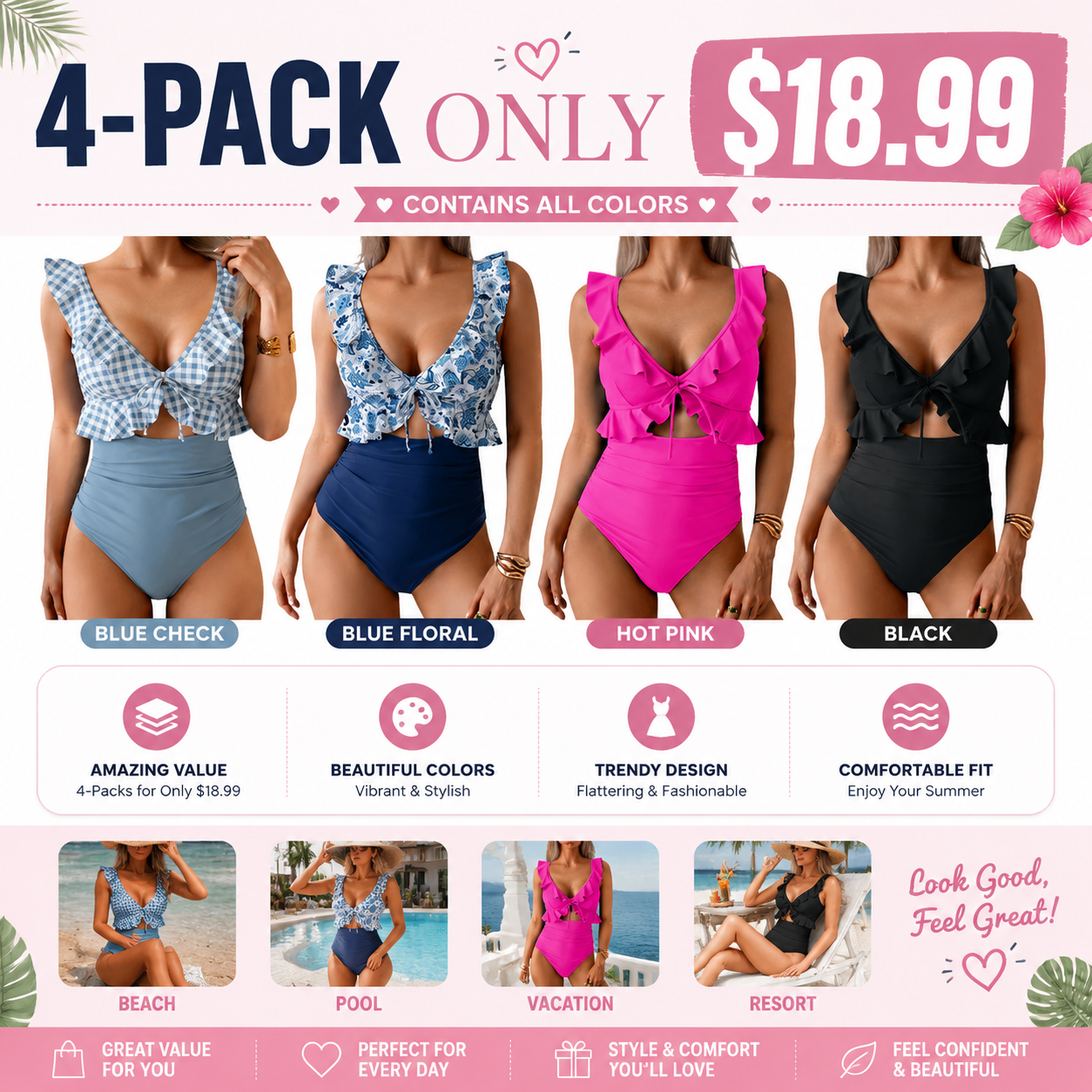 One Piece Swimsuit Ruffle Bathing V Neck Ruched