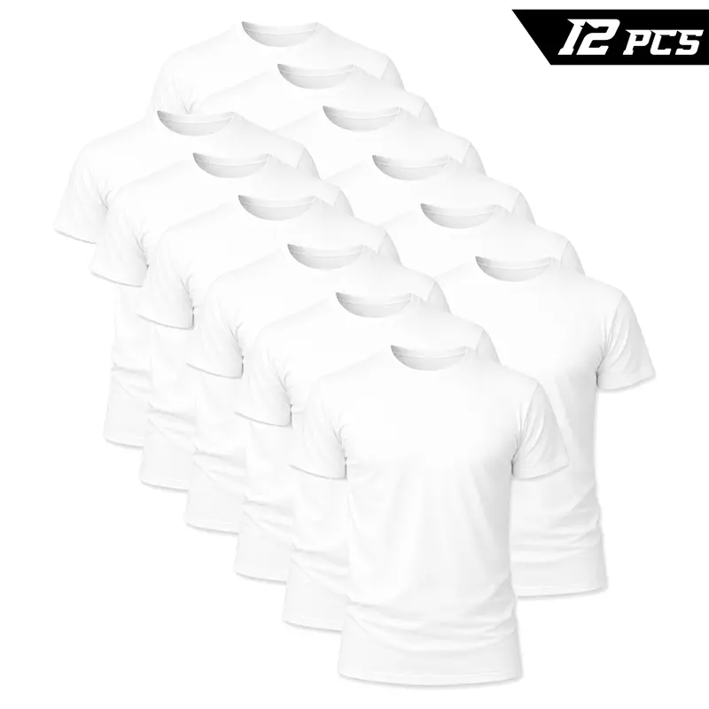 12 Pack Men's Classic Crew Neck T Shirts Soft Short Sleeve Everyday Basics
