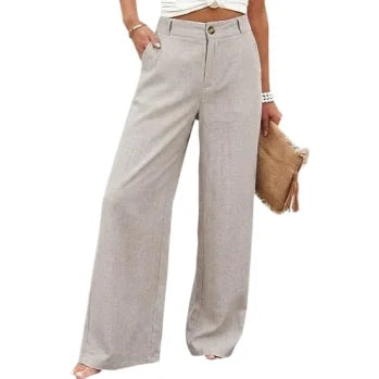 ⚡LAST 2 DAYS⚡- Women’s Casual High Waist Linen Wide Leg Trousers