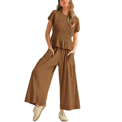Women's Casual Pocket Two-Piece Set