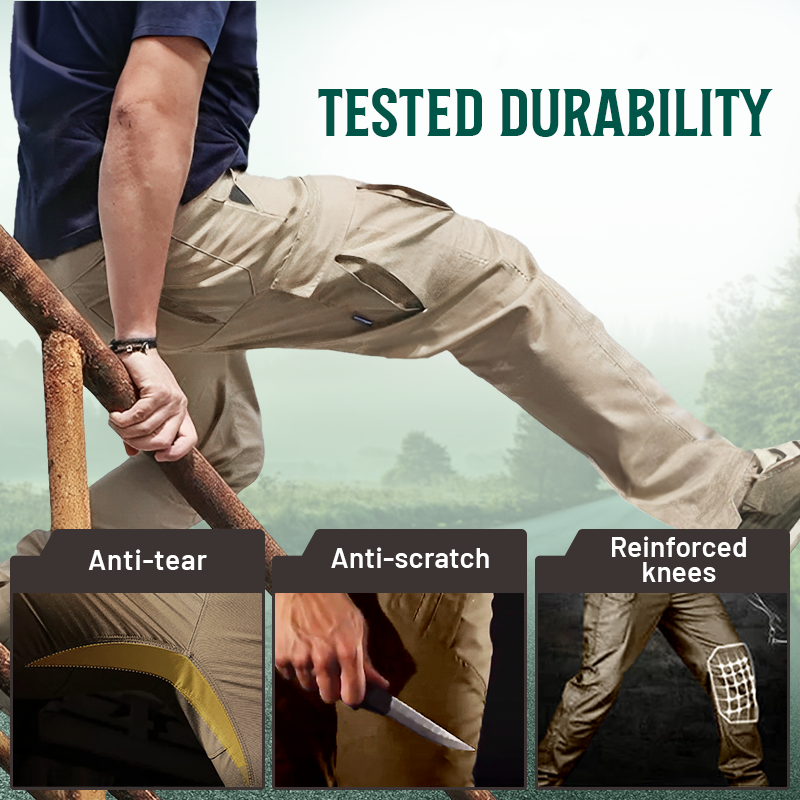 Men's solid color and printed pocket zipper waterproof tactical cargo pants