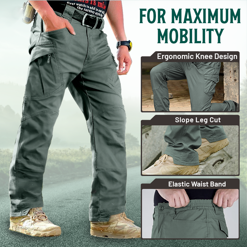 Men's solid color and printed pocket zipper waterproof tactical cargo pants