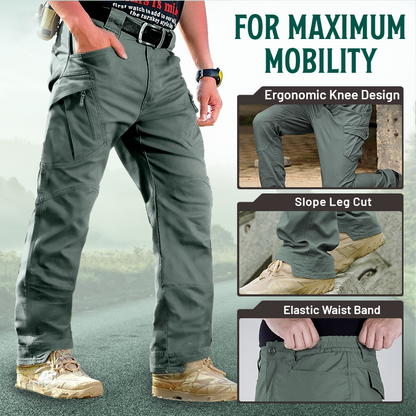 Men's solid color and printed pocket zipper waterproof tactical cargo pants