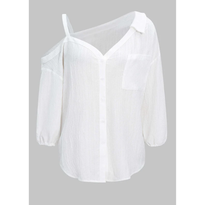 Spring Summer Asymmetric Cold Shoulder Blouse Women