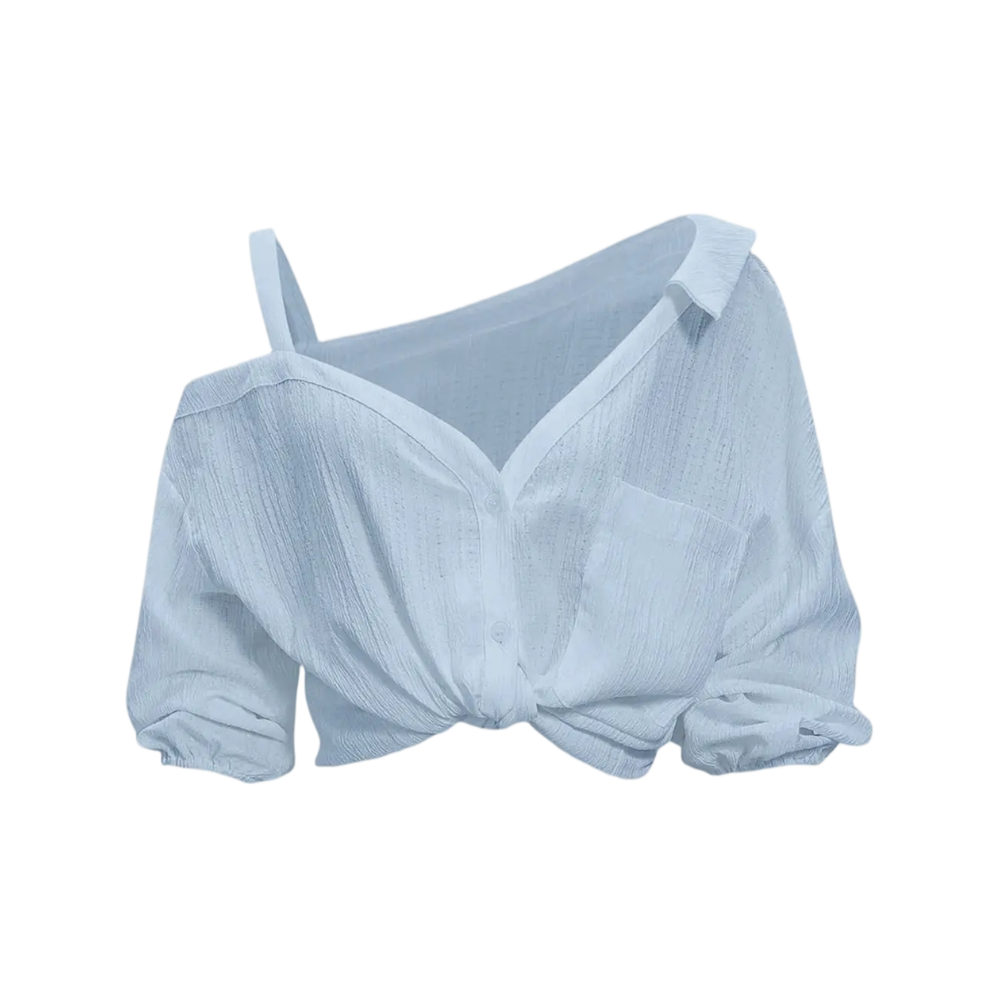 Spring Summer Asymmetric Cold Shoulder Blouse Women