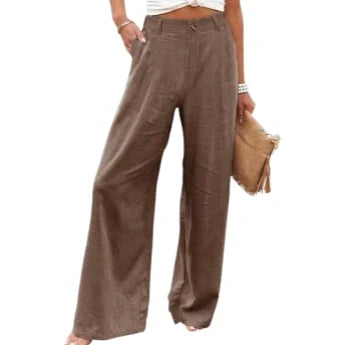⚡LAST 2 DAYS⚡- Women’s Casual High Waist Linen Wide Leg Trousers