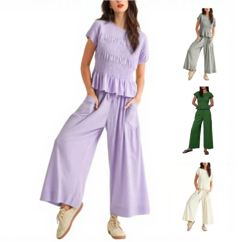 Women's Casual Pocket Two-Piece Set