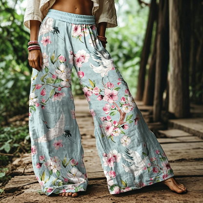Women's Casual Bohemian Style Floral Print Wide Leg Pant