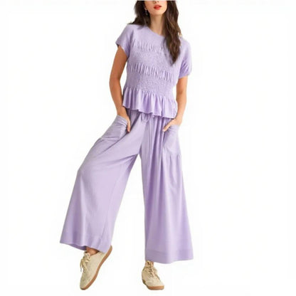 Women's Casual Pocket Two-Piece Set