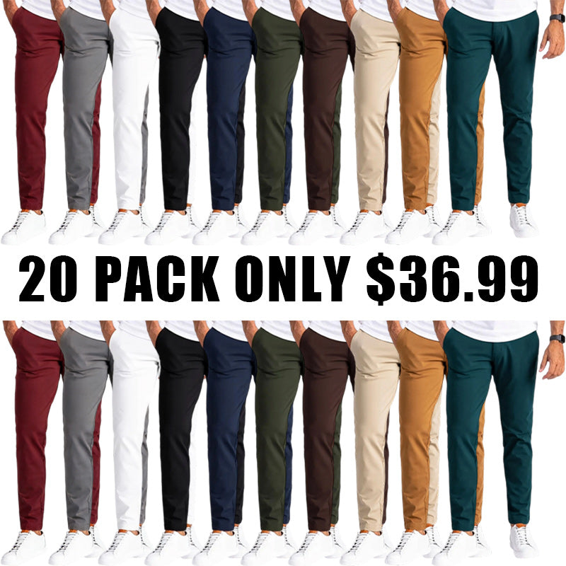 🔥Men's Slim Fit Stretch Golf Pants🔥 10-Pack - All Colors Included, Only $23.99