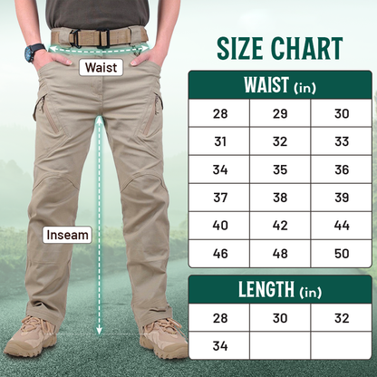 Men's solid color and printed pocket zipper waterproof tactical cargo pants