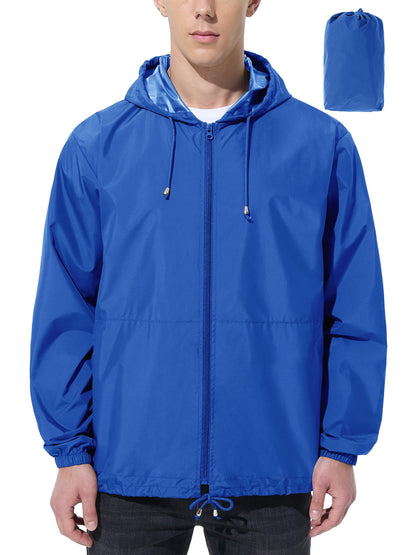 Men Waterproof Raincoat Windbreaker Lightweight Packable Rain Jacket