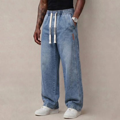 🔥 BEST SELLER | Men's Stretch Cotton Loose-Fit Drawstring Jeans