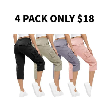 WORVIANE🔥8-Pack Women's Lightweight Cargo Capris – Multi-Pocket Casual Capris (All Colors)