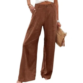 ⚡LAST 2 DAYS⚡- Women’s Casual High Waist Linen Wide Leg Trousers