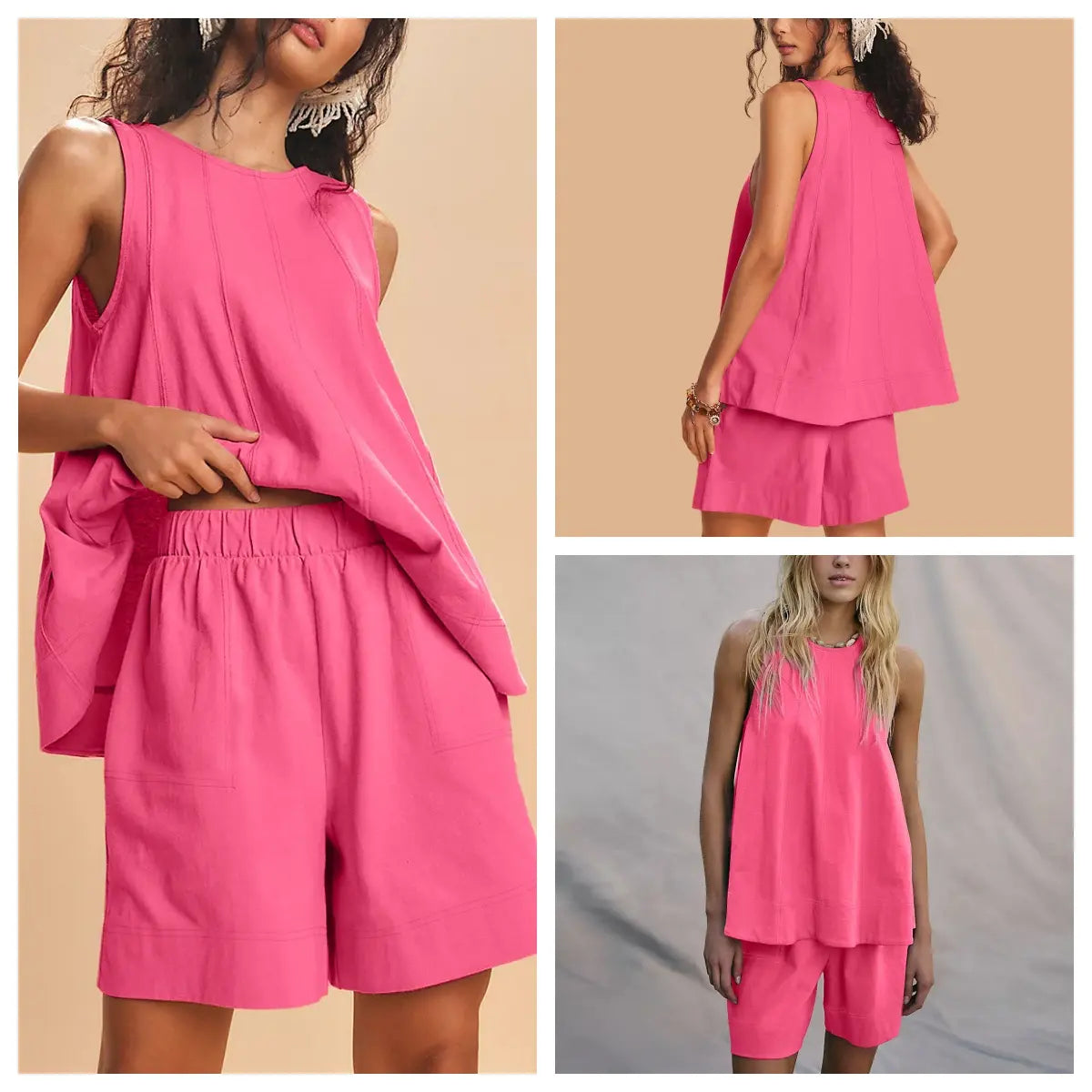 Yeokou Women's 2 Piece Sleeveless Outfit with Shorts