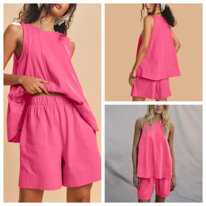 Yeokou Women's 2 Piece Sleeveless Outfit with Shorts