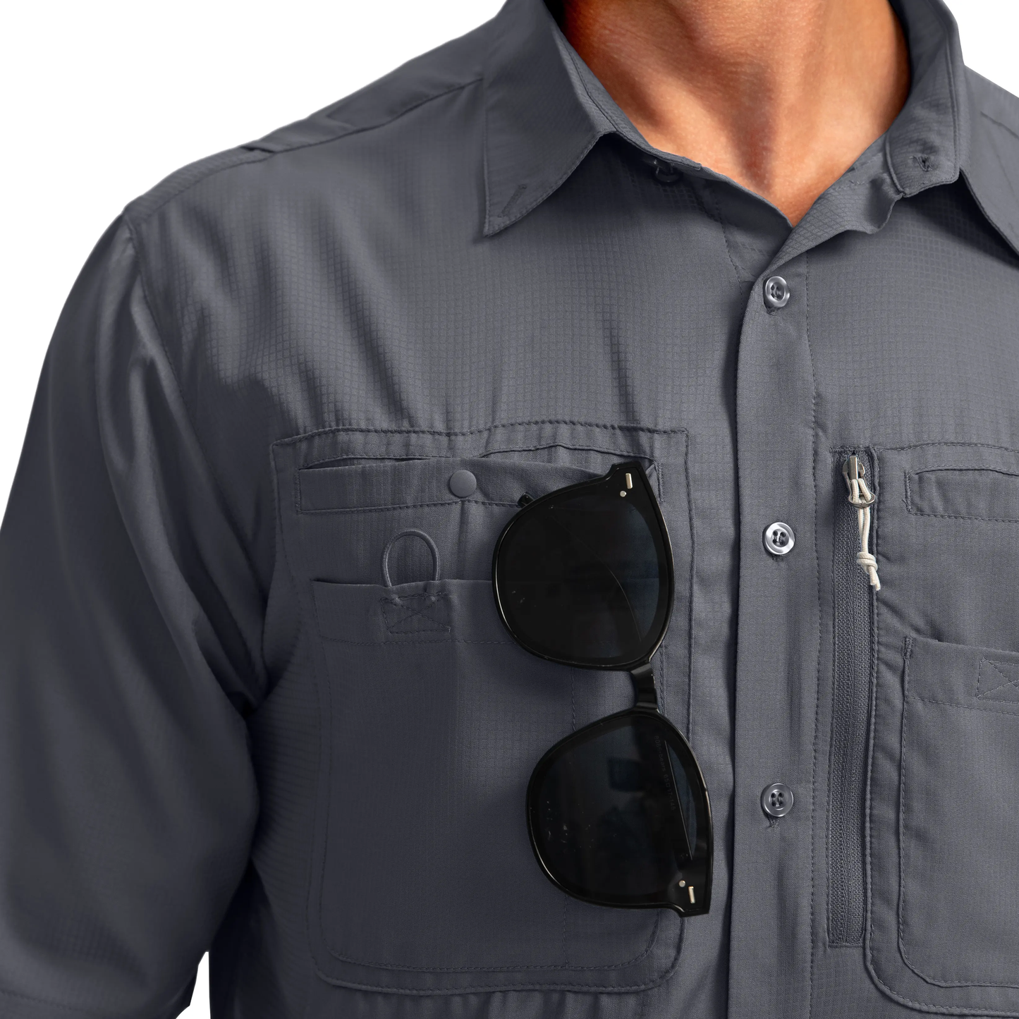 Men's UPF 50+ Outdoor Fishing Shirt - Lightweight Quick Dry Short Sleeve Button Down