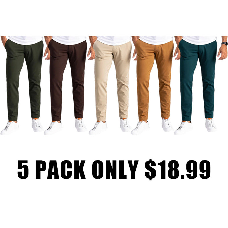 🔥Men's Slim Fit Stretch Golf Pants🔥 10-Pack - All Colors Included, Only $23.99