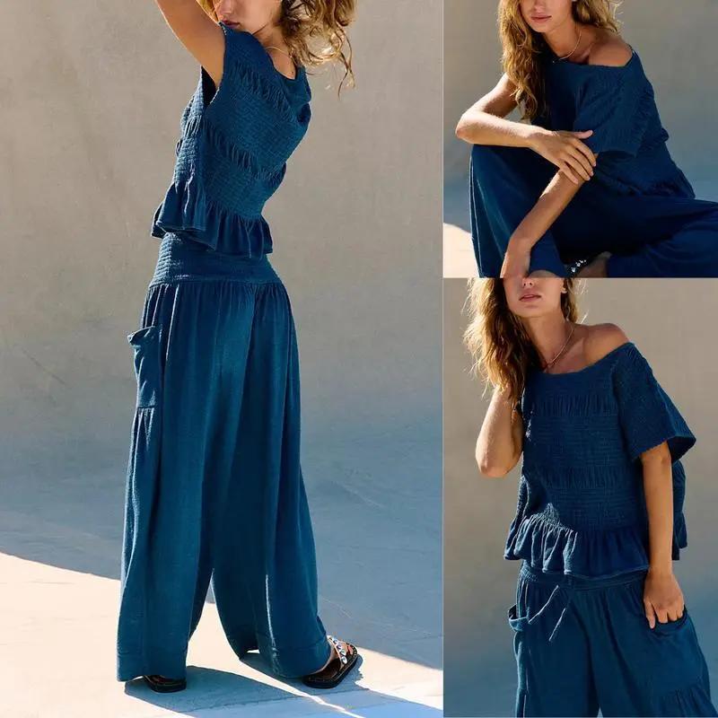 Women's Casual Pocket Two-Piece Set