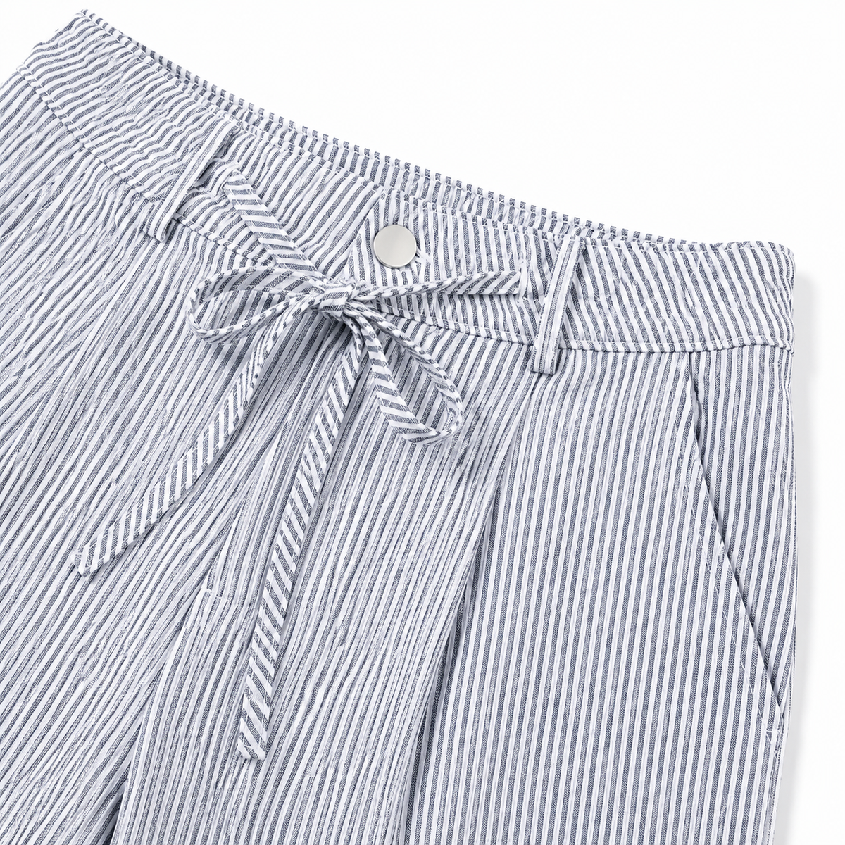 💚 Women's  Striped With Pockets Black Baggy Low Rise Wide Leg Pants
