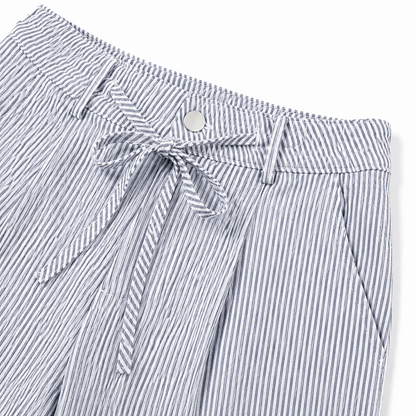 💚 Women's  Striped With Pockets Black Baggy Low Rise Wide Leg Pants