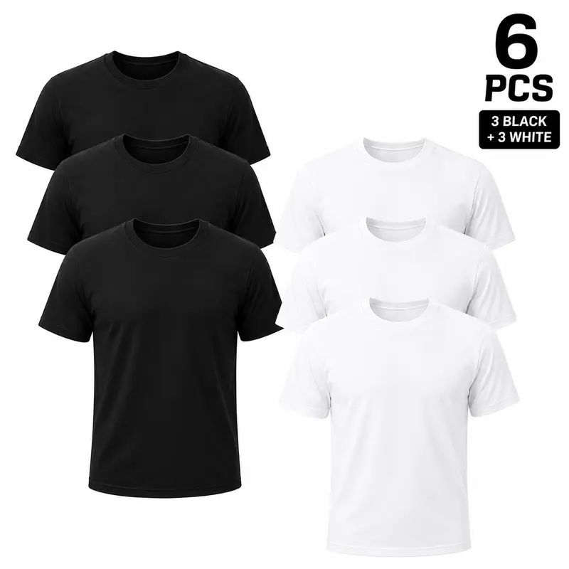 12 Pack Men's Classic Crew Neck T Shirts Soft Short Sleeve Everyday Basics