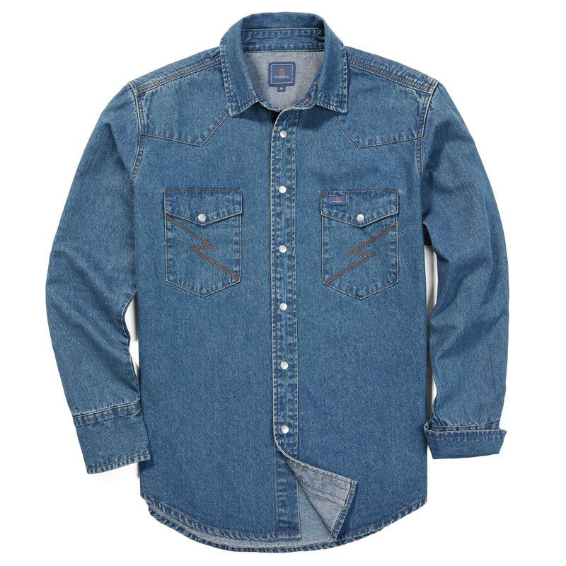 🔥AUGUST HOT-SALE 🔥Men's Long Sleeve Stone-Washed and Pre-Washed Denim Work Shirt