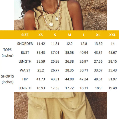 Yeokou Women's 2 Piece Sleeveless Outfit with Shorts