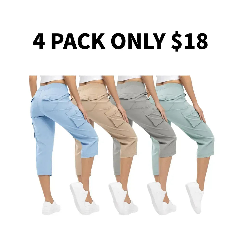 WORVIANE🔥8-Pack Women's Lightweight Cargo Capris – Multi-Pocket Casual Capris (All Colors)