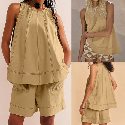 Yeokou Women's 2 Piece Sleeveless Outfit with Shorts