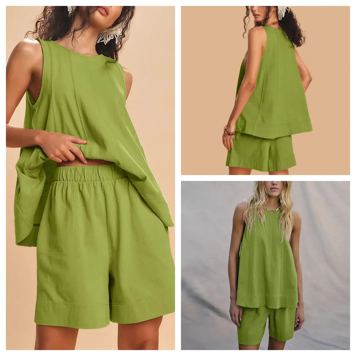 Yeokou Women's 2 Piece Sleeveless Outfit with Shorts
