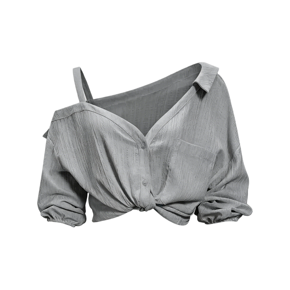 Spring Summer Asymmetric Cold Shoulder Blouse Women