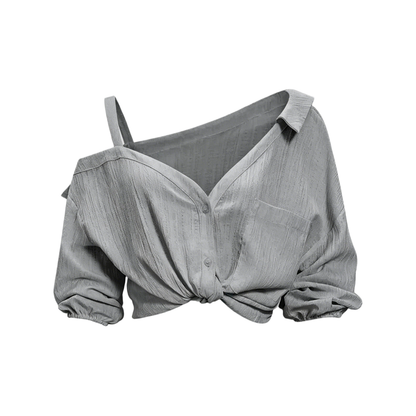 Spring Summer Asymmetric Cold Shoulder Blouse Women
