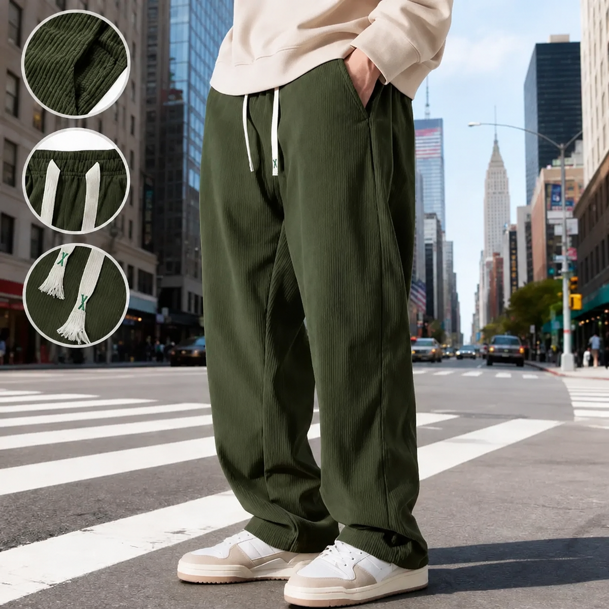 ⚡Men's Corduroy Straight-Leg Sweatpants Autumn New Arrival Loose Fit Wide-Leg Casual Pants⚡