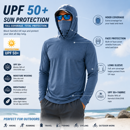 Men's UPF 50+ Long-Sleeve Sun-Protection Hoodie