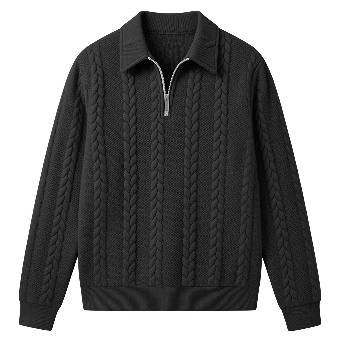 Men's Fall Winter Outfits Knitted Polo Neck Long Sleeve Sweatshirt for Daliy Wear