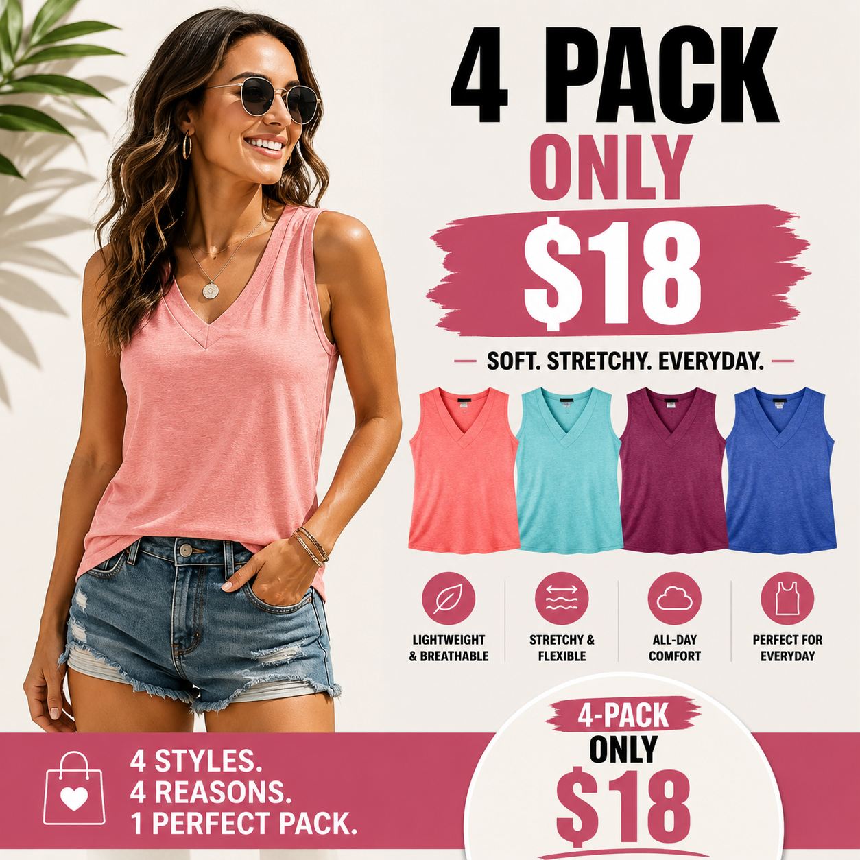 Tank Tops for Women Summer V Neck T Shirts Trendy Sleeveless Basic Tee Loose Fit