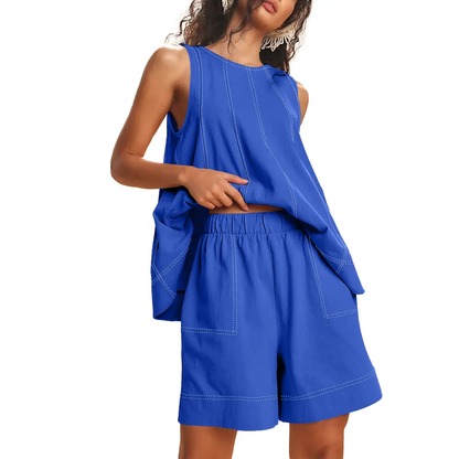 Yeokou Women's 2 Piece Sleeveless Outfit with Shorts