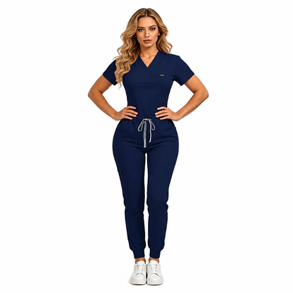 Women's Daily Wear Two-Piece Outfit, Anti-Pilling Lightweight Breathable Multi-Pocket Top & Side Pocket Jogger Pants