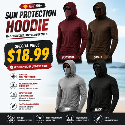 Men's UPF 50+ Long-Sleeve Sun-Protection Hoodie