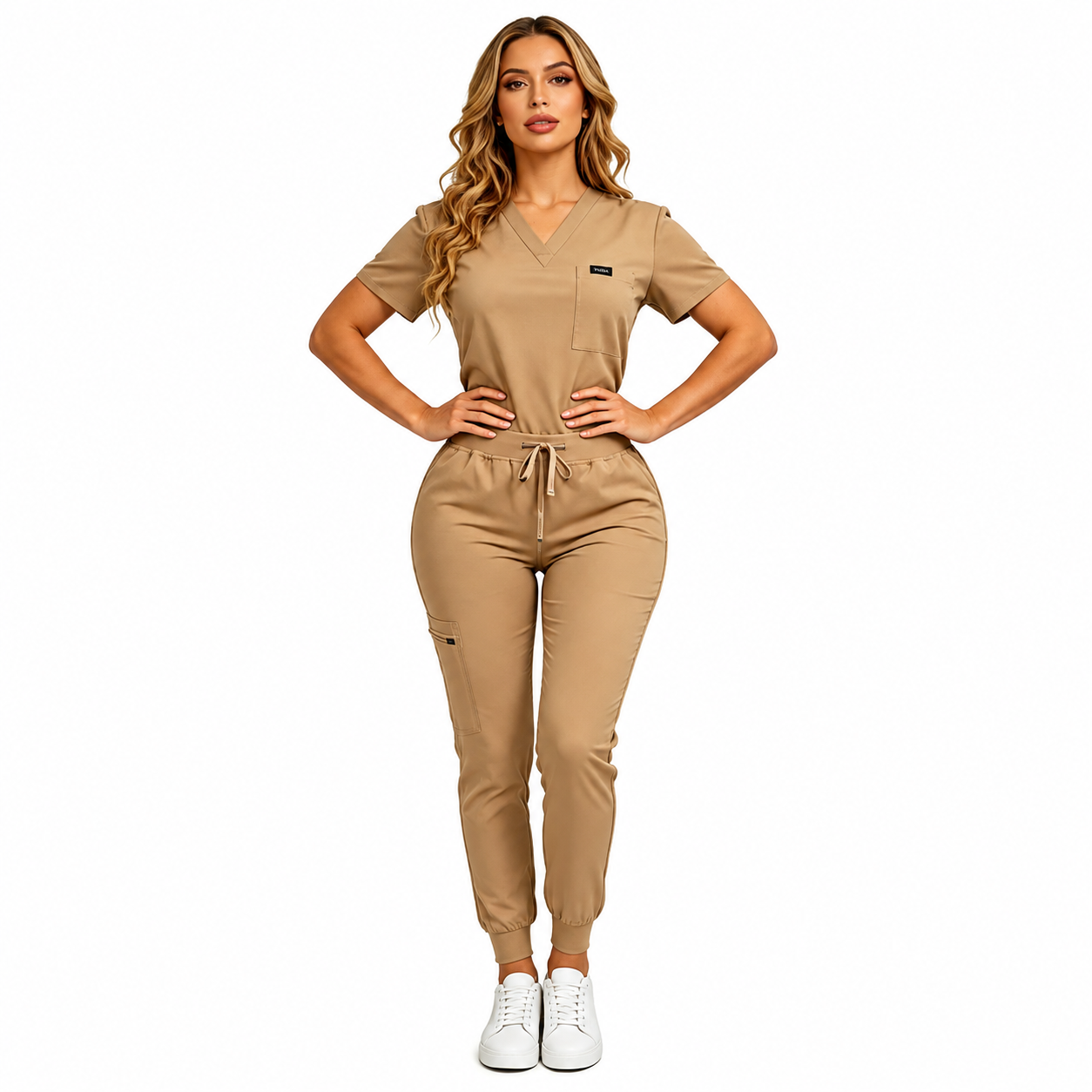 Women's Daily Wear Two-Piece Outfit, Anti-Pilling Lightweight Breathable Multi-Pocket Top & Side Pocket Jogger Pants