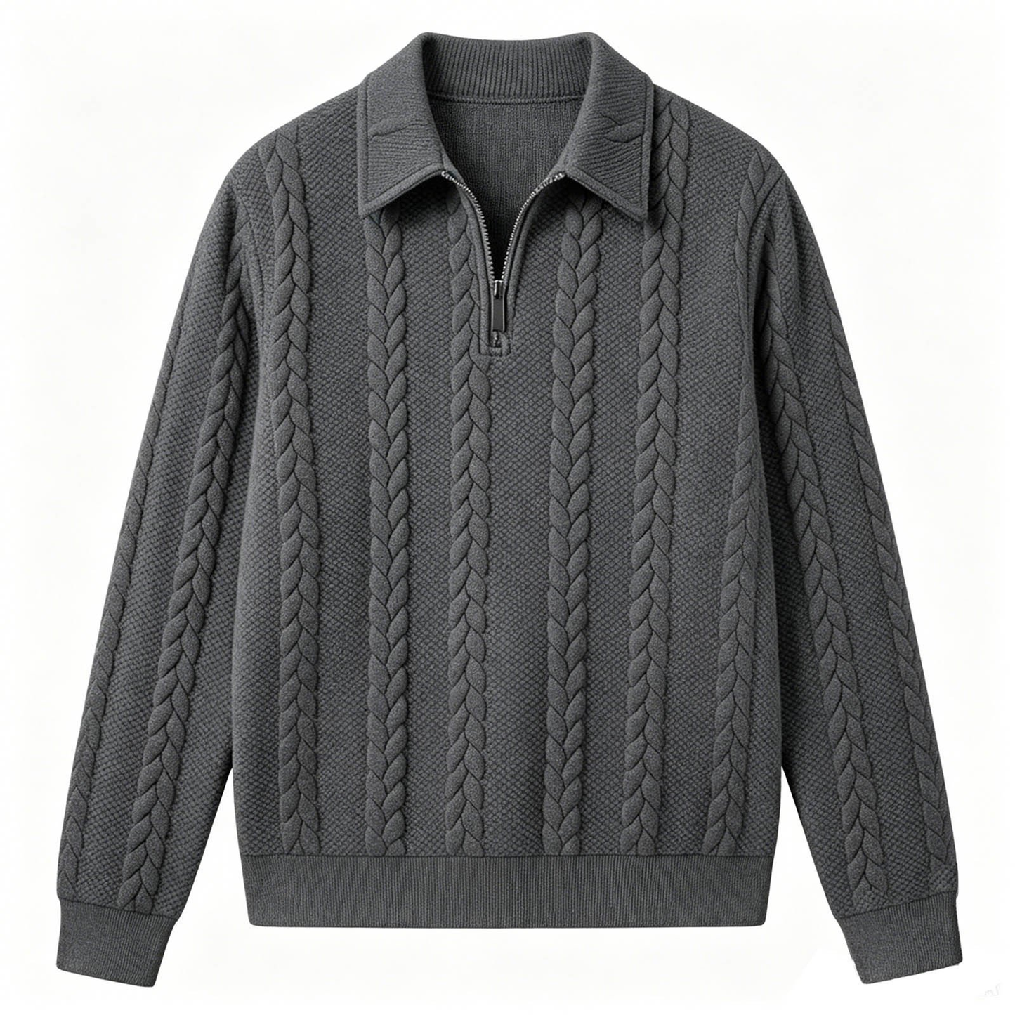 Men's Fall Winter Outfits Knitted Polo Neck Long Sleeve Sweatshirt for Daliy Wear