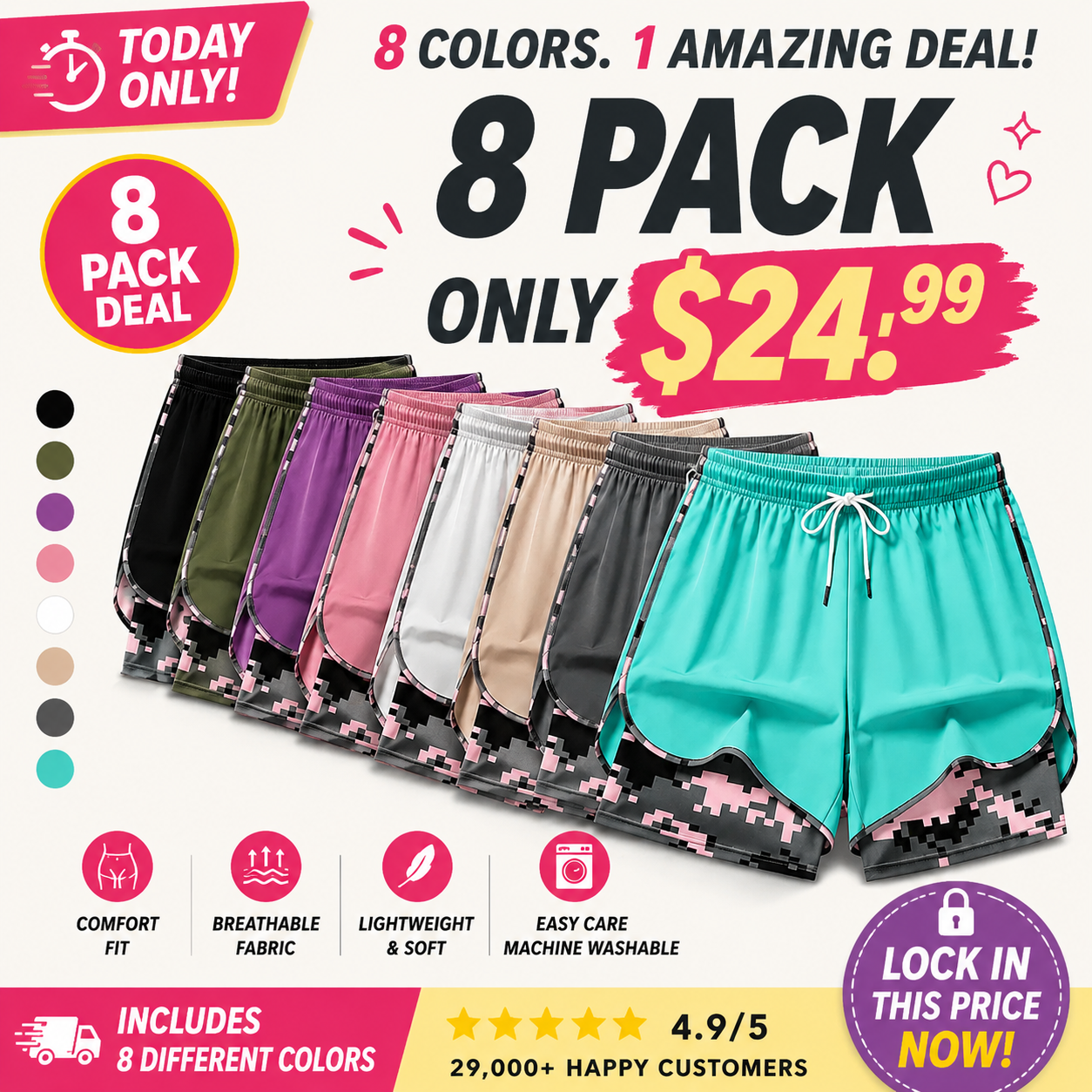【LAST DAY SALE】Women’s casual athletic shorts with pockets