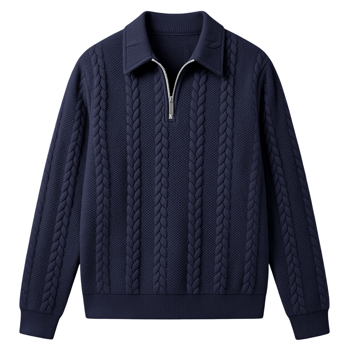 Men's Fall Winter Outfits Knitted Polo Neck Long Sleeve Sweatshirt for Daliy Wear