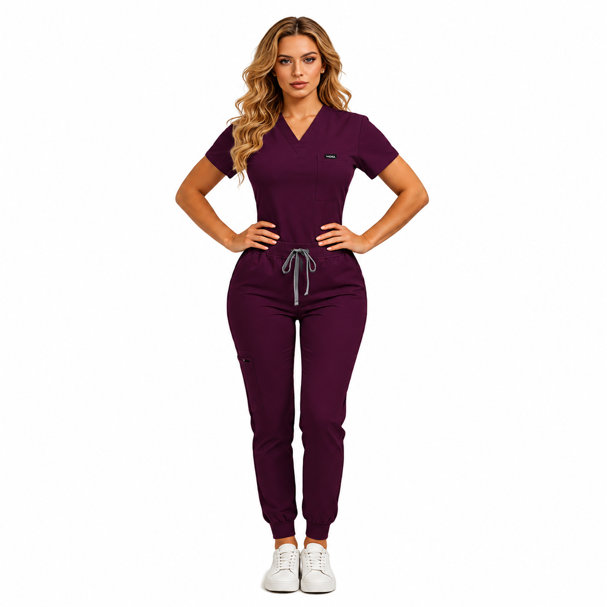 Women's Daily Wear Two-Piece Outfit, Anti-Pilling Lightweight Breathable Multi-Pocket Top & Side Pocket Jogger Pants