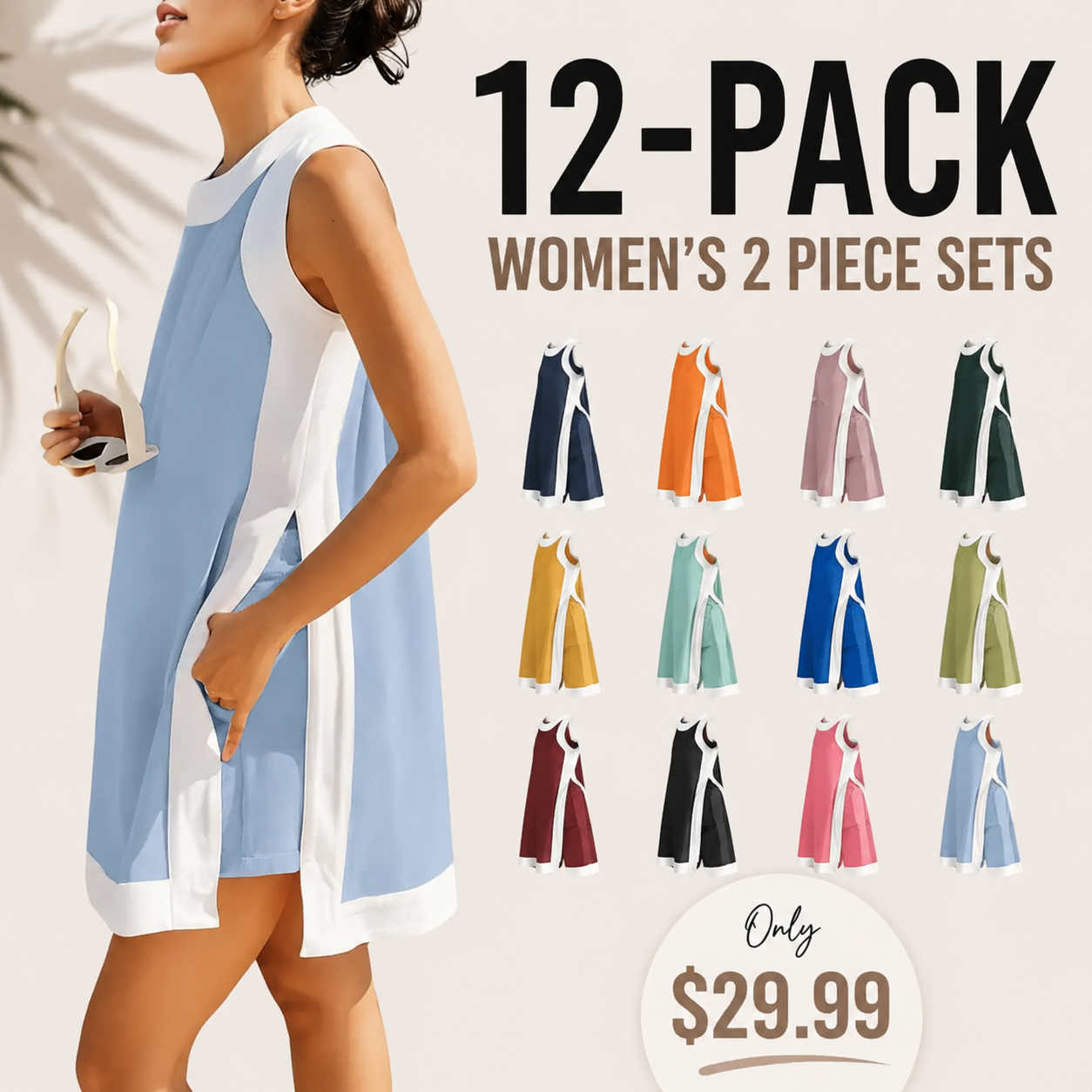 Women's Casual Color Block 2 Piece Set