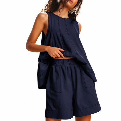 Yeokou Women's 2 Piece Sleeveless Outfit with Shorts